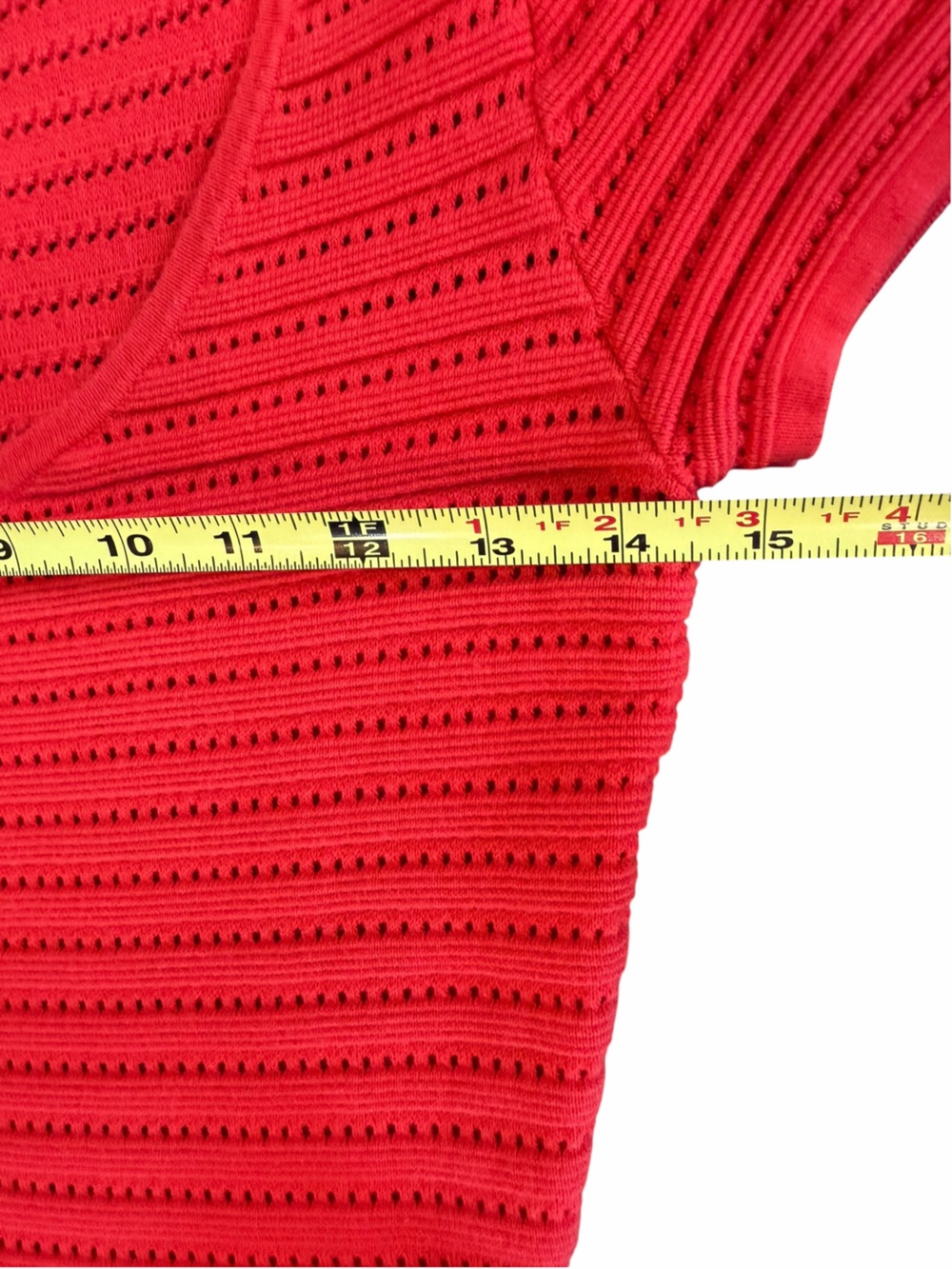 Sandro Paris Red Pointelle Knit Fit & Flare Skater Dress Size 1 S - Picture 4 of 7